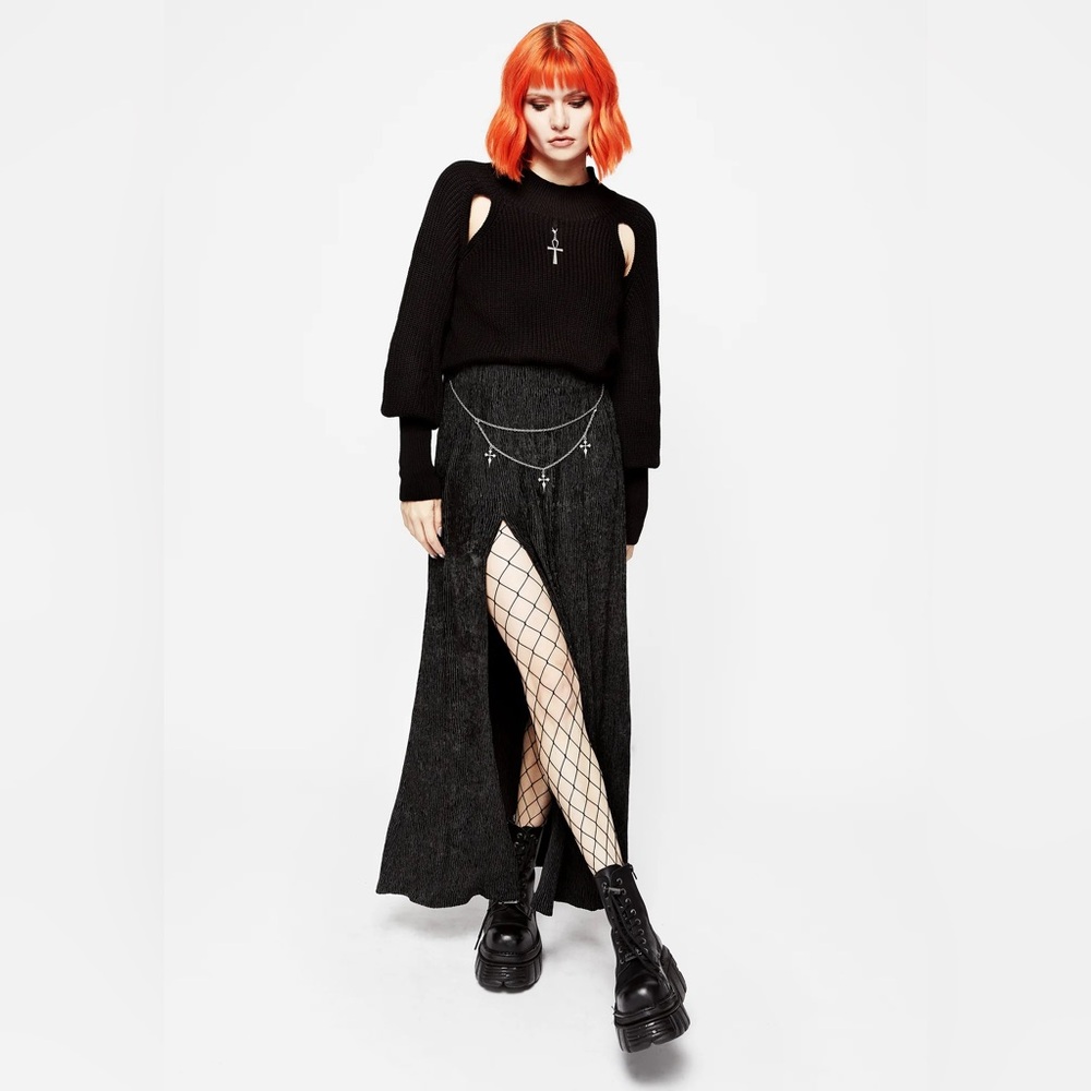 MSRP $69 NWT US 4 DISTURBIA Thekla Co-Ord Split Maxi Skirt With Charm Belt
